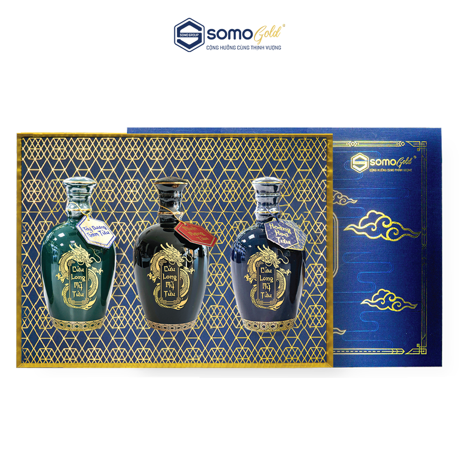 Hộp quà CÁT TƯỜNG | Tây Dương + Minh Mạng + Hoàng Hoa - Bình sứ Bát Tràng (500ml & 700ml)