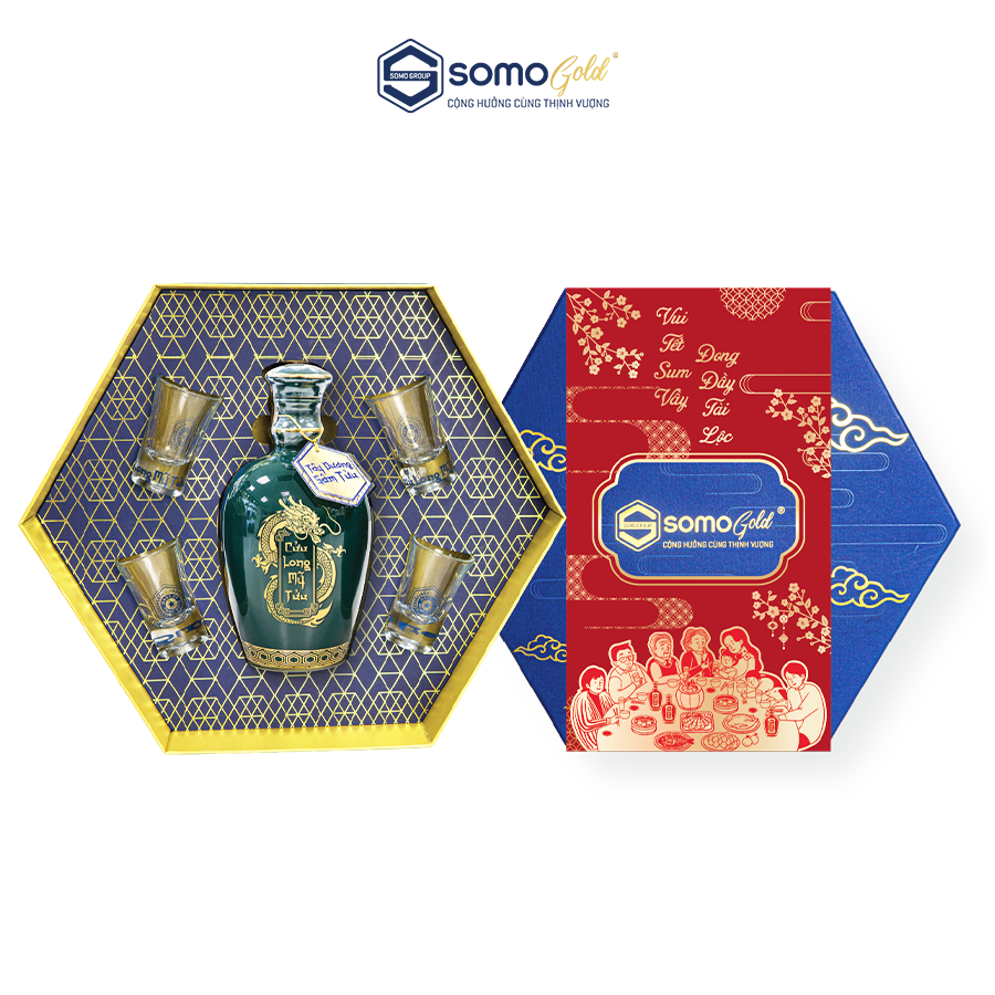 Hộp quà SUM VẦY | Tây Dương Sâm Tửu - Bình sứ Bát Tràng (500ml & 700ml) + 4 ly 35ml